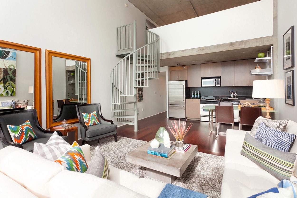 Yerba Buena Lofts #315 Living Room Stairs Mike Broermann San Francisco Real Estate Agent Broker