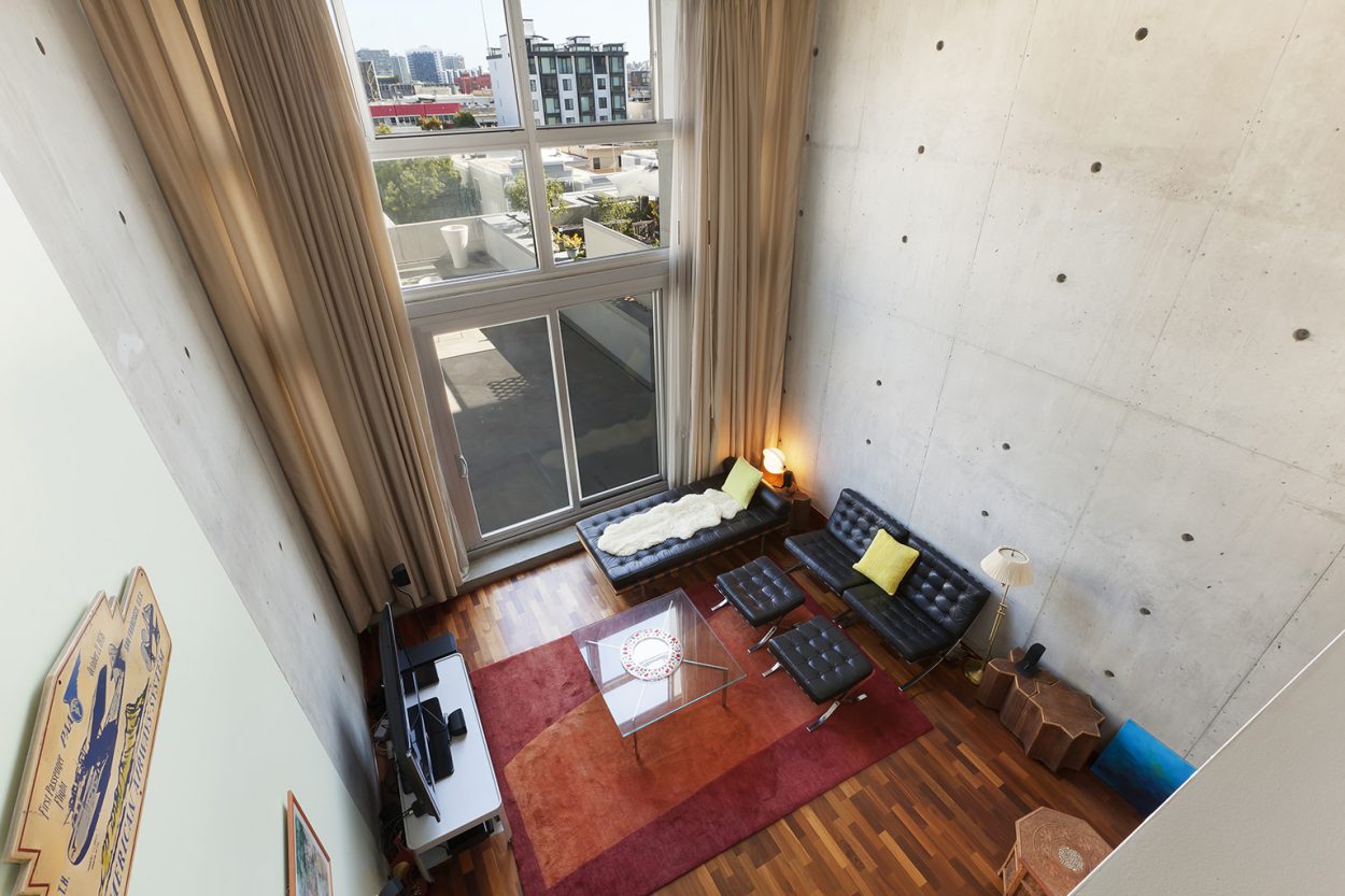 Yerba Buena Lofts #527 Living Room Overhead Mike Broermann San Francisco Real Estate Agent Broker