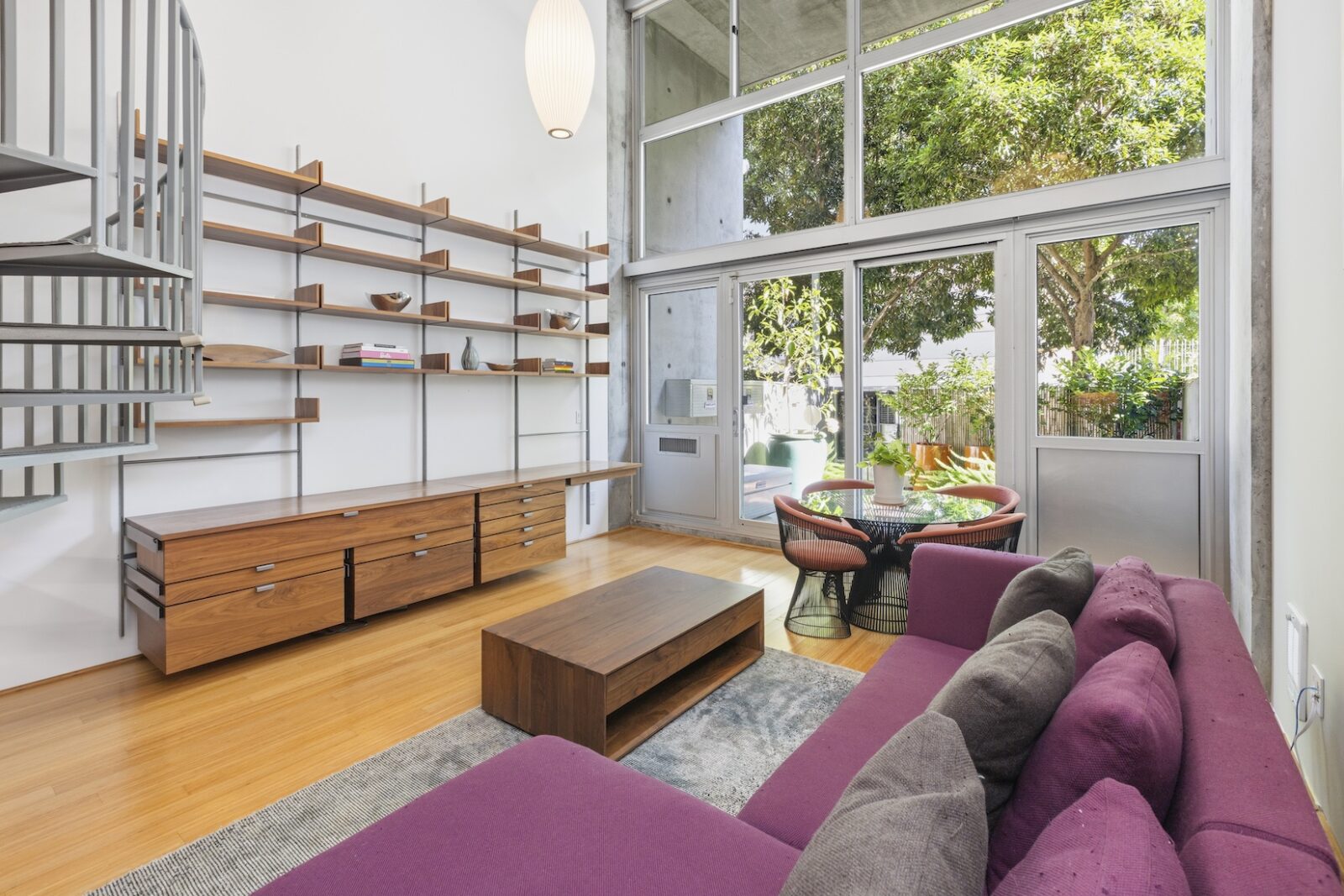 Garden-level loft living room at Yerba Buena Lofts #131, 855 Folsom, San Francisco